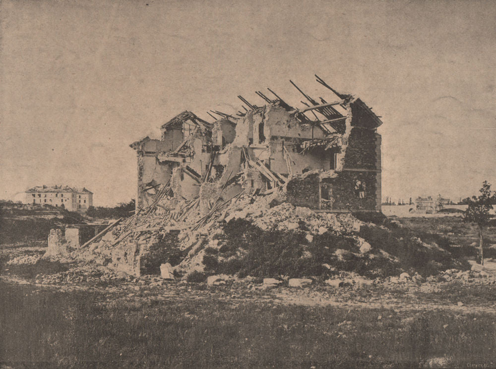 PARIS COMMUNE 1871. Point-du-Jour (caserne des Remparts) c1873 old print
